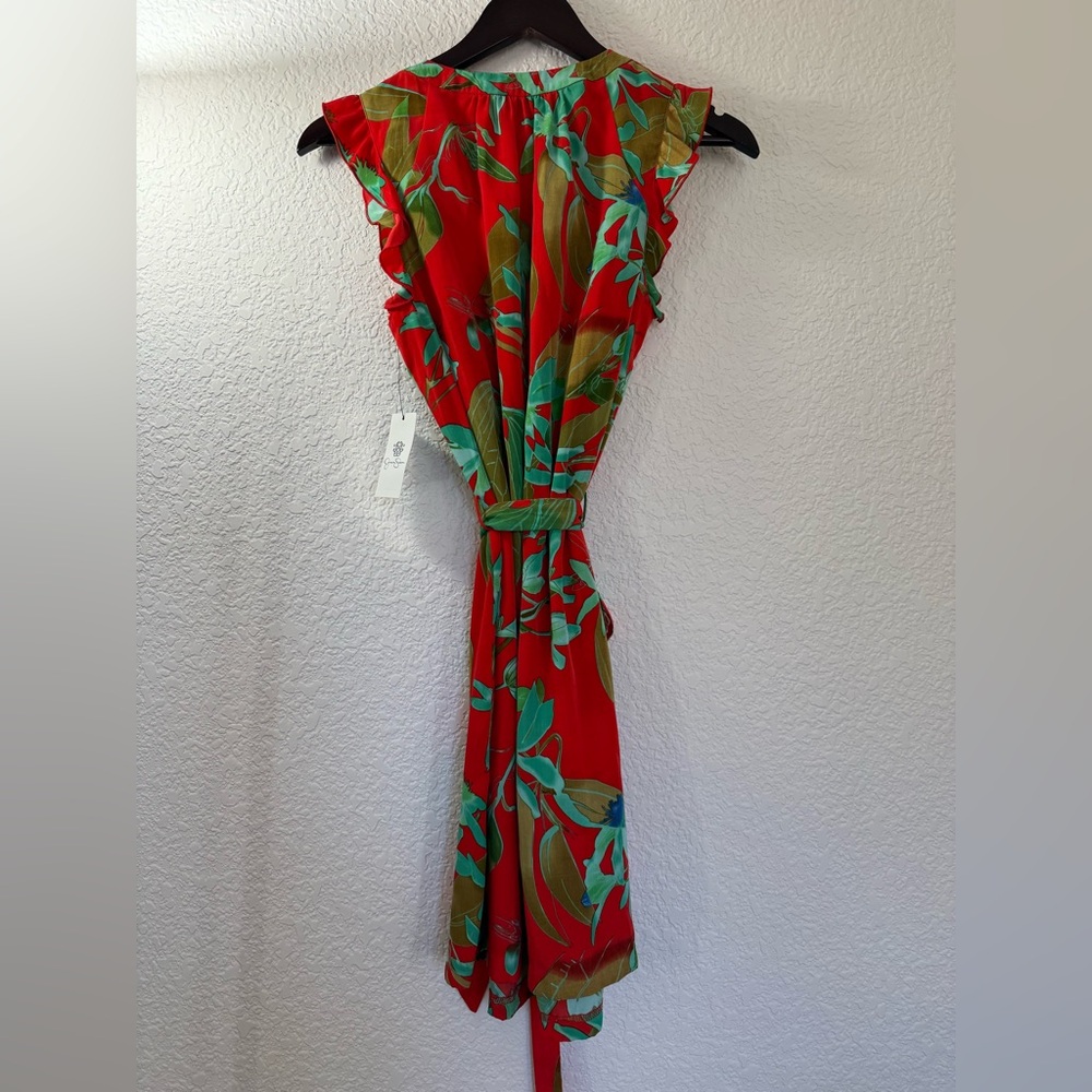 Jessica Simpson Delevan Dress | Poppy Red Tropical Print | Size M | NWT - Picture 15 of 16
